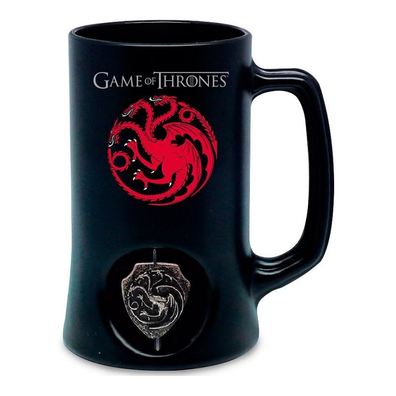 Chope à Bière - Game Of Thrones - "Famille Targaryen" - Black - Symbole tournant.