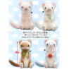 Peluche - Furet assis rose et blanc