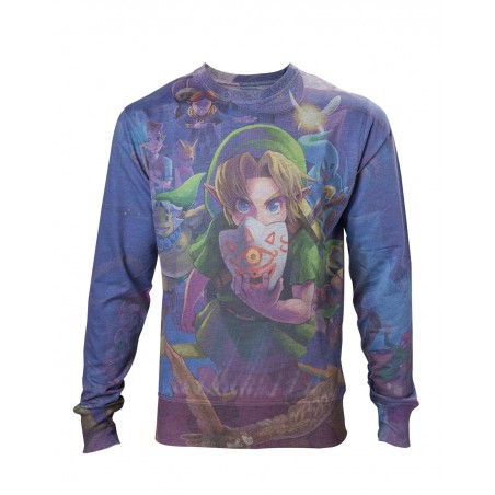 Pull - Zelda Majora's Mask - Link et masque - Fond Bleu - M Unisexe 