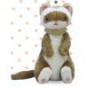 Peluche - Furet assis blanc et brun