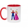 Mug - okiWoki - Le plombier et la blonde pulpeuse - Nintendo - Fond Rouge