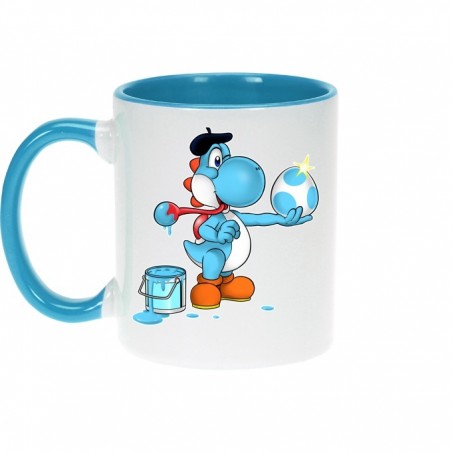 Mug - okiWoki - Peinture fraîche - Yoshi Bleu clair - Fond Bleu Clair