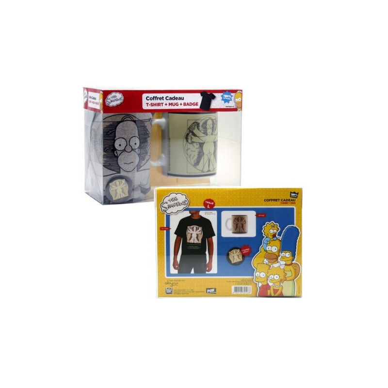 Mug + T-shirt + Badge Simpsons - Homer Da Vinci - L 