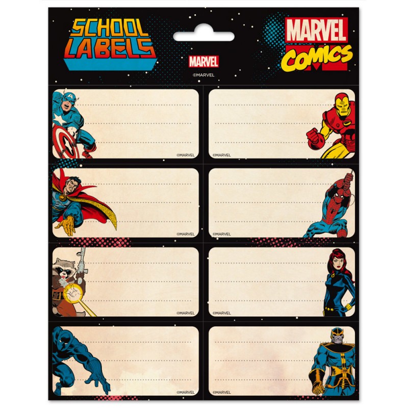 Étiquettes scolaires - Rétro Avengers - Marvel