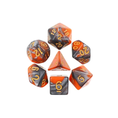 Set de dés - Fusion Orange & Argent (avec boîte)