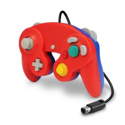 Manette filaire bicolore - GameCube & Wii - Bleu / Rouge