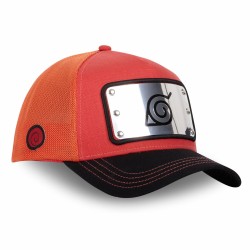 Casquette Trucker Premium - Plaque Konoha (Noir/Orange) - Naruto Shippuden - U Unisexe 