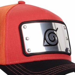 Casquette Trucker Premium - Plaque Konoha (Noir/Orange) - Naruto Shippuden - U Unisexe 