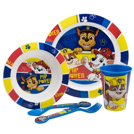 Set de Vaisselle Enfant - Chase, Rubben & Marcus - La Pat' Patrouille - Assiettes, Couverts et Verre