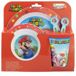 Set de Vaisselle Enfant - Personnages - Super Mario - Assiettes, Couverts et Verre