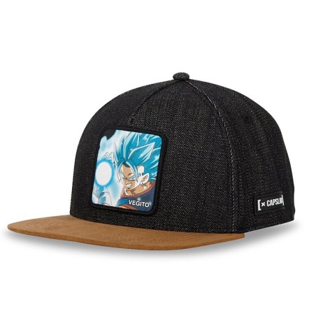 Casquette Snap Back - Vegito God Blue (Beige/Denim) - Dragon Ball Super - U Unisexe 