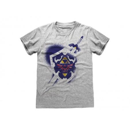 T-shirt - Zelda - Bouclier - Fond gris - L Homme 