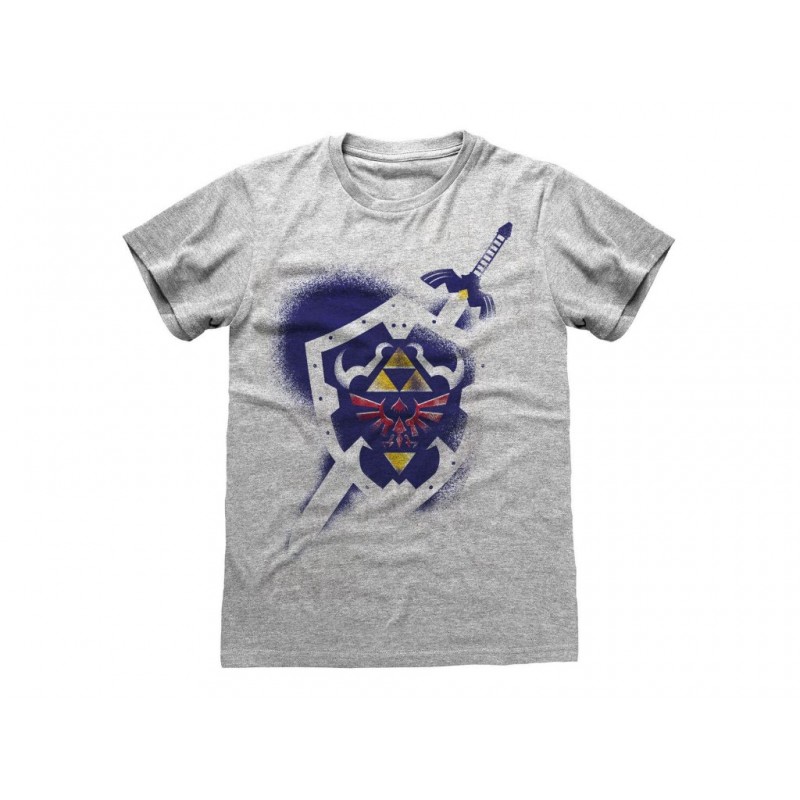 T-shirt - Zelda - Bouclier - Fond gris - XL Homme 